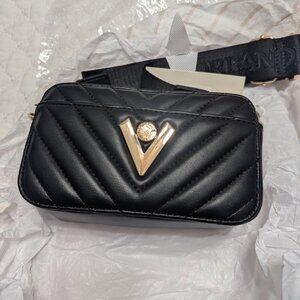 ✨ NWT Valentino Orlandi Quilted Crossbody Bag Black Gold
